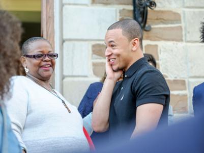 Marquis Palmer ’18 with Phyllis Breland